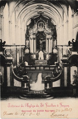 Intérieur de l'Eglise de St Feuillen à Fosses - Souvenir du Jubilé 653 - 1903