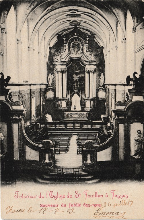 Intérieur de l'Eglise de St Feuillen à Fosses - Souvenir du Jubilé 653 - 1903