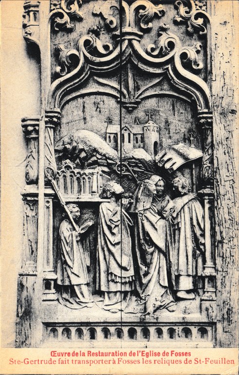 Œuvre de la Restauration de l'Eglise de Fosses - Ste-Gertrude fait transporter à Fosses les reliques de St-Feuillen