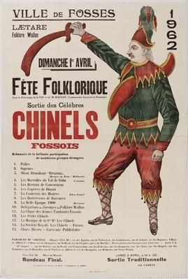 Affiche - Fosses Fête folklorique Sortie des célèbres Chinels fossois - 1962