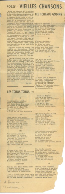 Article de presse - "Fosse - Vieilles chansons"