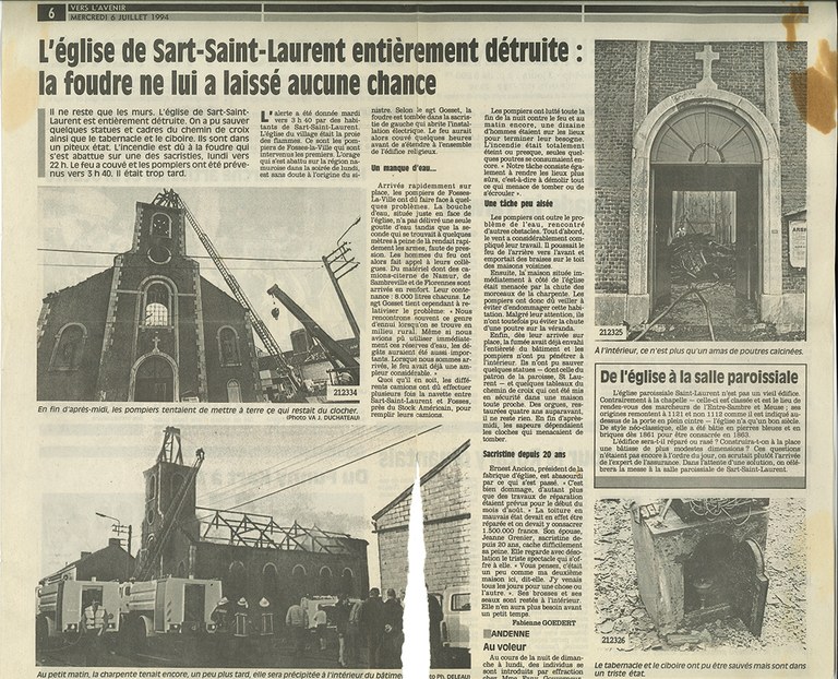 L'église de Sart-St-Laurent entièrement détruite