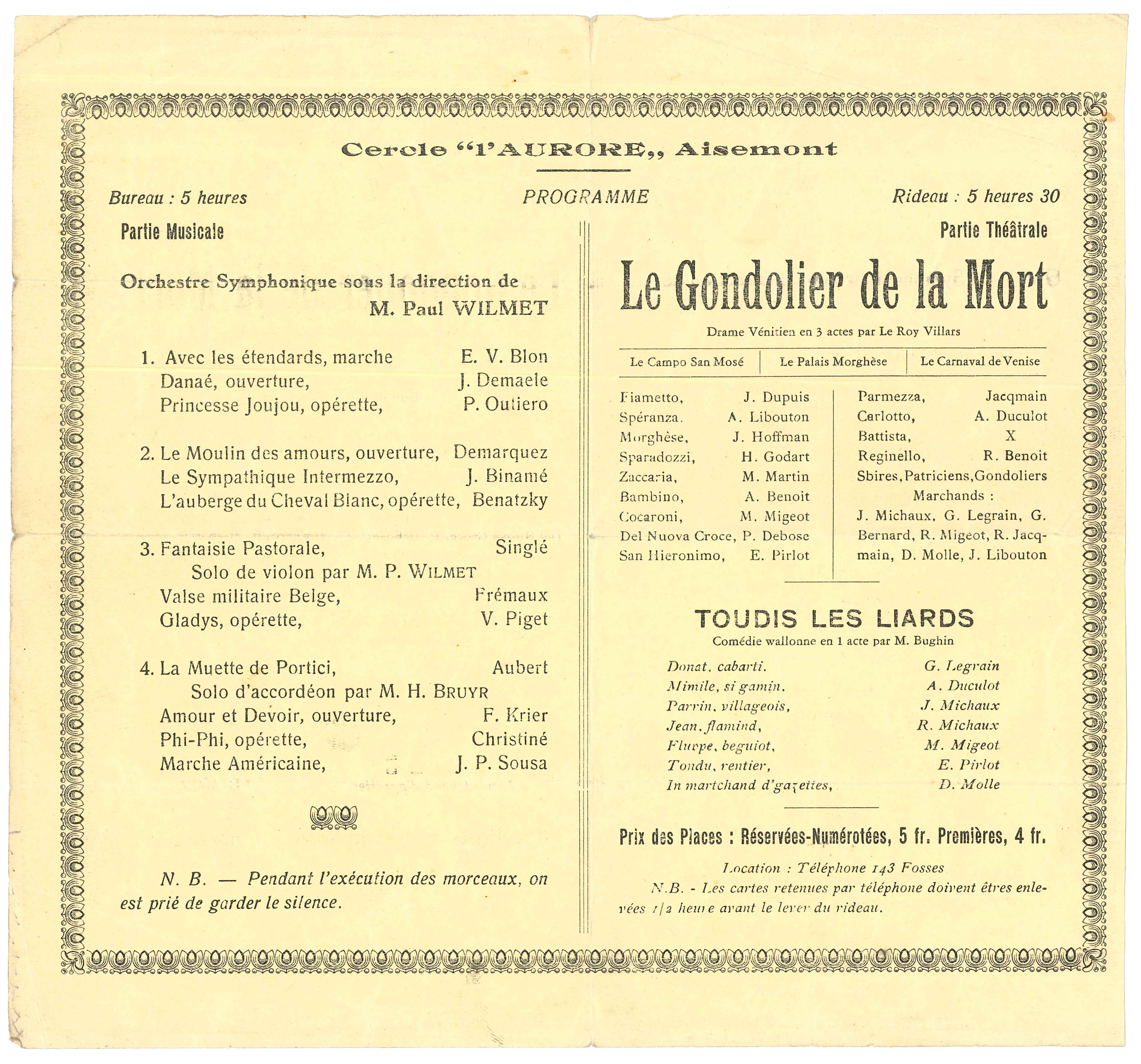 Programme Cercle L'Aurore - Aisemont