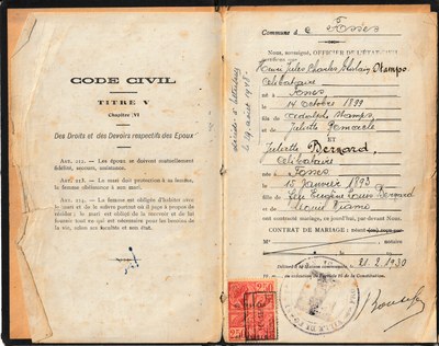 Carnet de mariage de Juliette Bernard et Henri Stamps