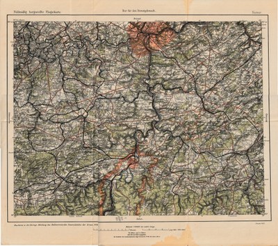 Carte allemande aviation - Autour de Namur - 1917
