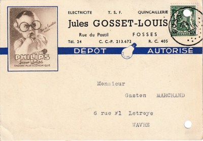 Carte professionnelle de Jules Gosset - Président de la Société des Chinels