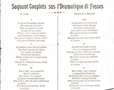 Saquant couplets sus l' Dramatique di Fosses
