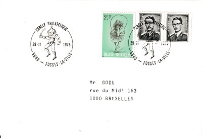 Série d'oblitérations avec le cachet du Cercle Philatélique de Fosses-la-Ville - 29-11-1975