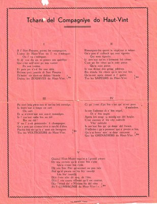 Tchant del Compagnîye do Haut-Vint