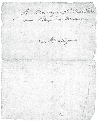 A Monseigneur Le Révérendissime Evêque de Namur