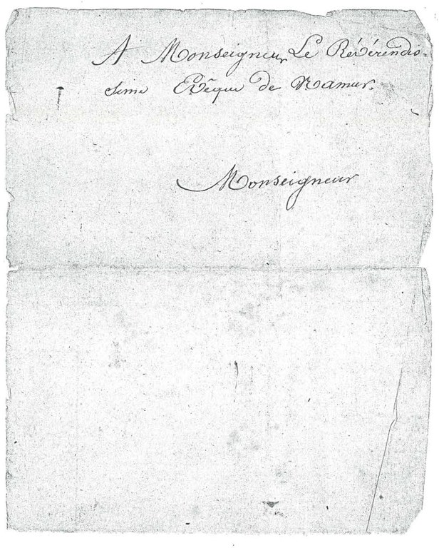A Monseigneur Le Révérendissime Evêque de Namur