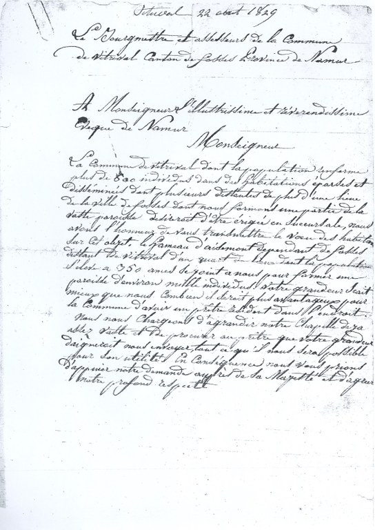 A Monseigneur l'Illustrissime et révérendissime Evêque de Namur