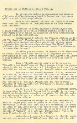 Notice sur le Château de Lège à Fosses