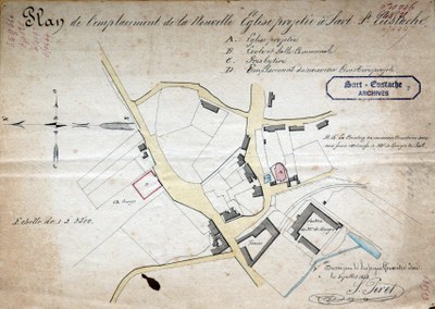 Plan de l'emplacement de la nouvelle église projetée à Sart-St-Eustache