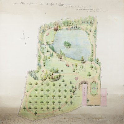 Plan du parc du château de Lège à Fosses