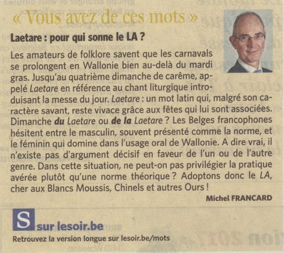 LE ou LA Laetare ... (Laetare : le sexe des anges)