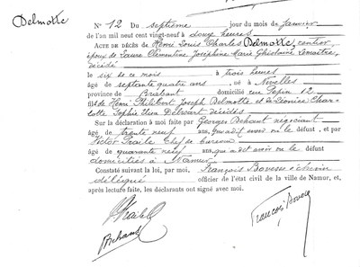 Acte de décès - Henri Delmotte - 6 janvier 1929