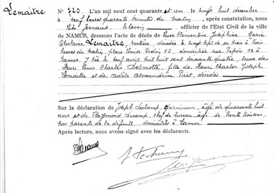 Acte de décès - Laure Lemaître - 27 décembre 1941