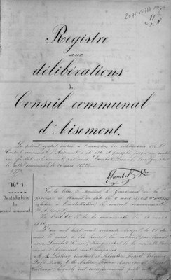 Registre des délibérations du conseil communal d'Aisemont