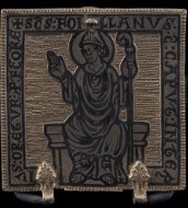 Plaque de l'ancien buste-reliquaire de saint Feuillien