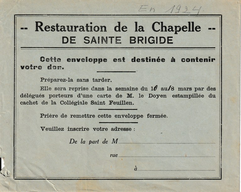 Restauration de la Chapelle de Sainte-Brigide