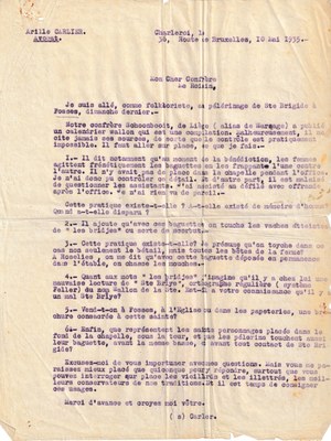 Courriers de 1935 concernant les pratiques liées à la procession aux baguettes