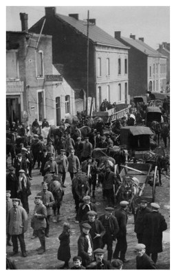 Réquisition des chevaux et charettes par les Allemands en 1914